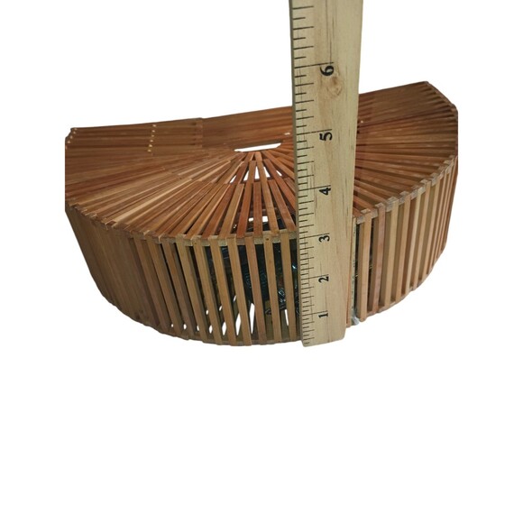 Bamboo Wood Handmade Half Moon Basket Handbag - Picture 11 of 12